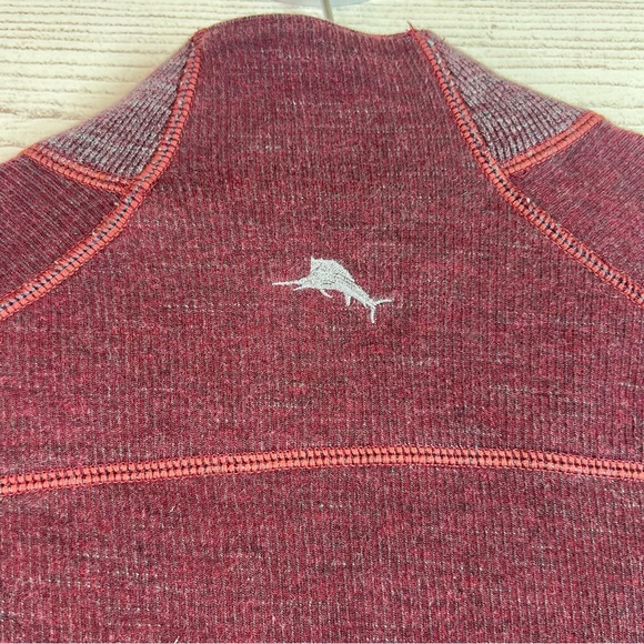 Tommy Bahama Mens Reversible Gray Red Long Sleeve Mock Neck Sweater Size S - Picture 3 of 11